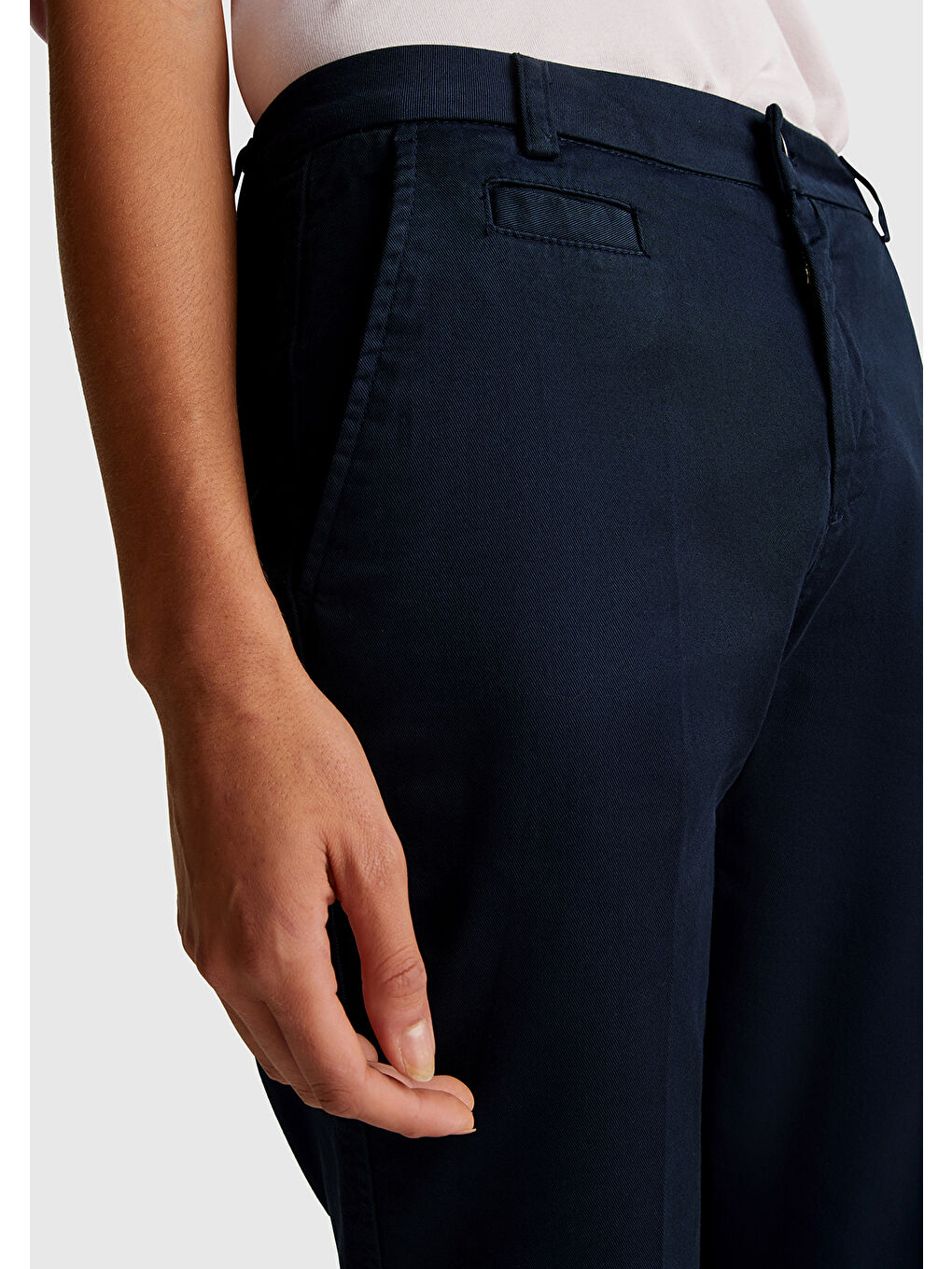 Kadın Lacivert Elastanlı Basic Chino Pantolon-5