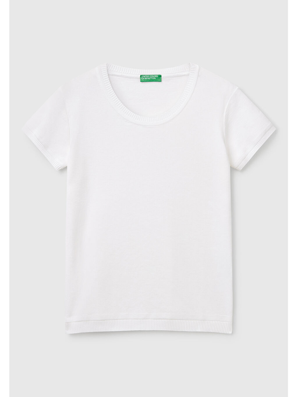 Kadın Beyaz 100 Pamuk Bisiklet Yaka Kısa Kollu Kazak-1