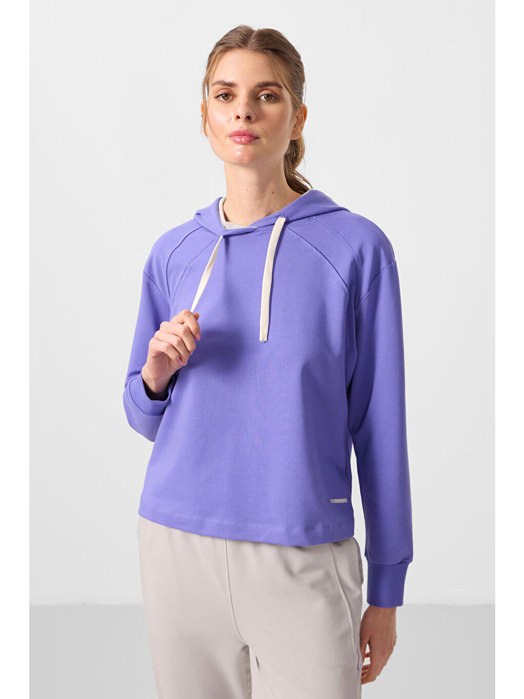 Mor Açık Eflatun-Taş Kapüşonlu Oversize Kadın Eşofman Takım - 95336-2