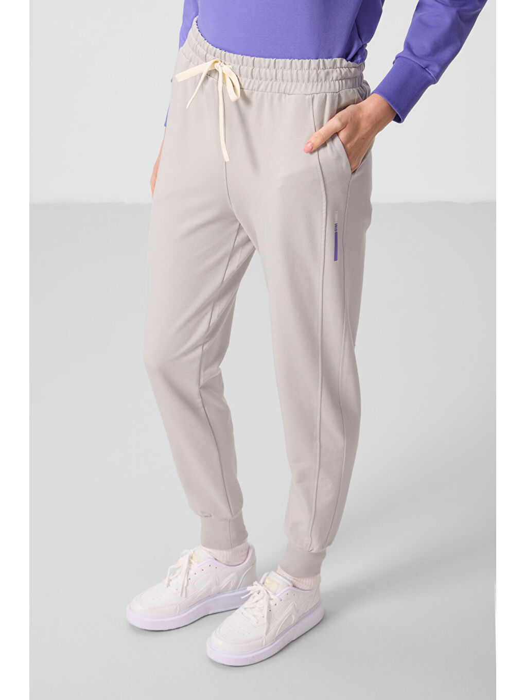 Mor Açık Eflatun-Taş Kapüşonlu Oversize Kadın Eşofman Takım - 95336-3