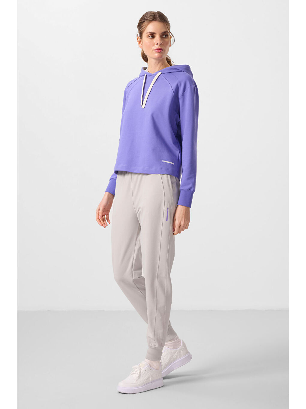 Mor Açık Eflatun-Taş Kapüşonlu Oversize Kadın Eşofman Takım - 95336-4