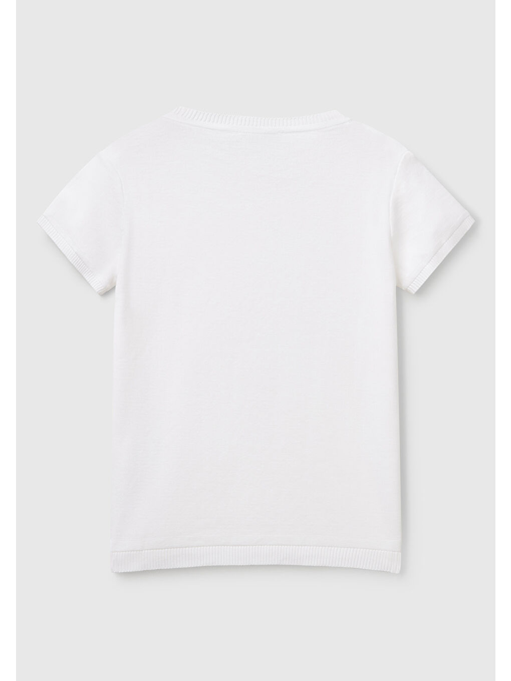 Kadın Beyaz 100 Pamuk Bisiklet Yaka Kısa Kollu Kazak-3