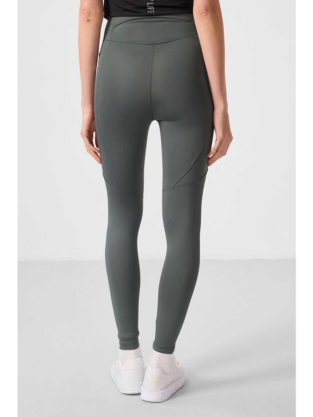 Haki Polyester Standart Fit Esnek Performans Kadın Tayt - 94666-4