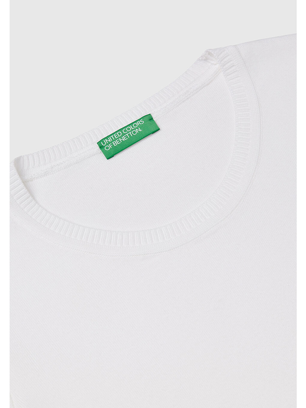 Kadın Beyaz 100 Pamuk Bisiklet Yaka Kısa Kollu Kazak-5