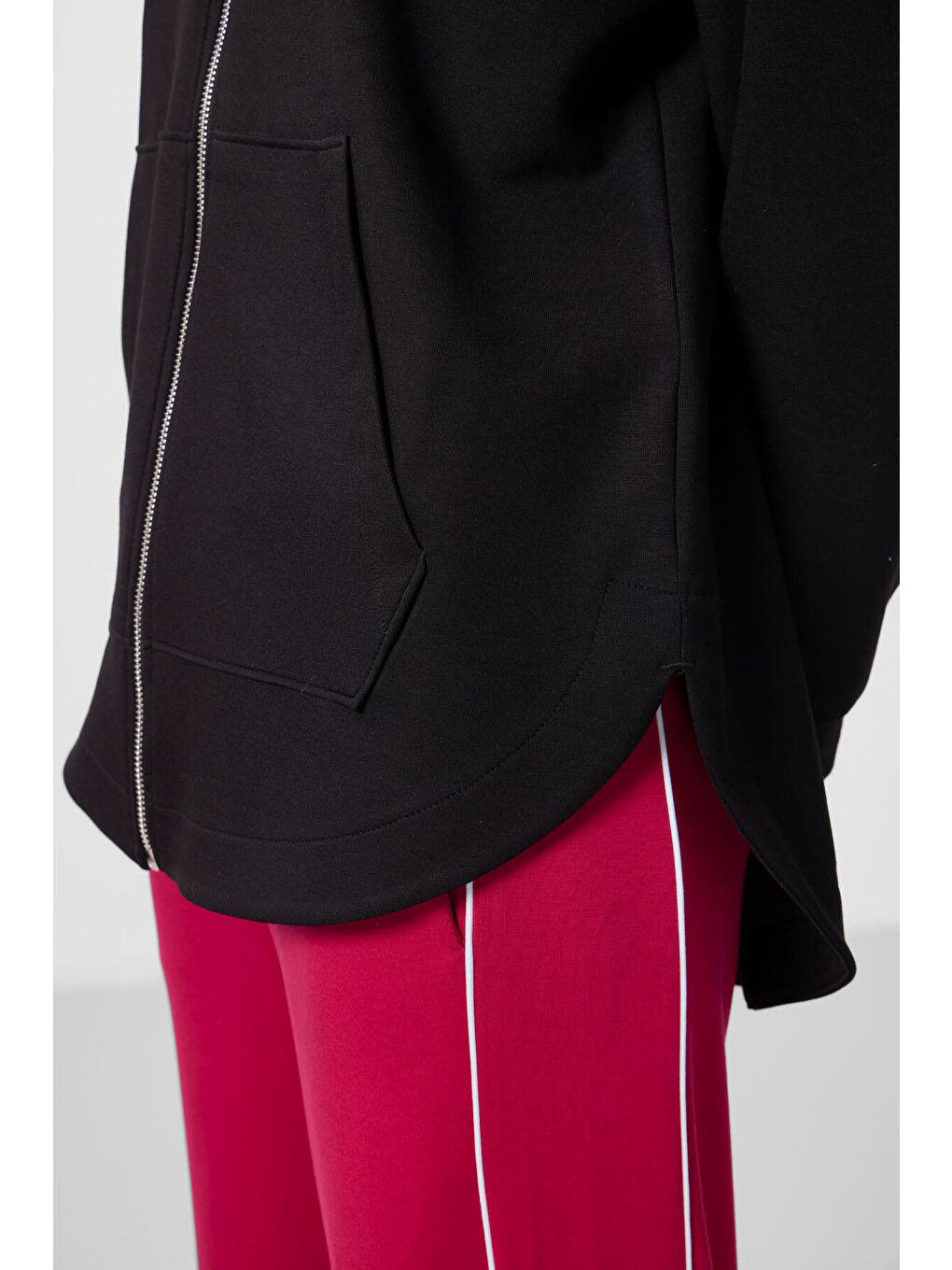 Siyah Yumuşak Dokulu Kapüşonlu Oversize Kadın Tunik Sweatshirt   97302-2