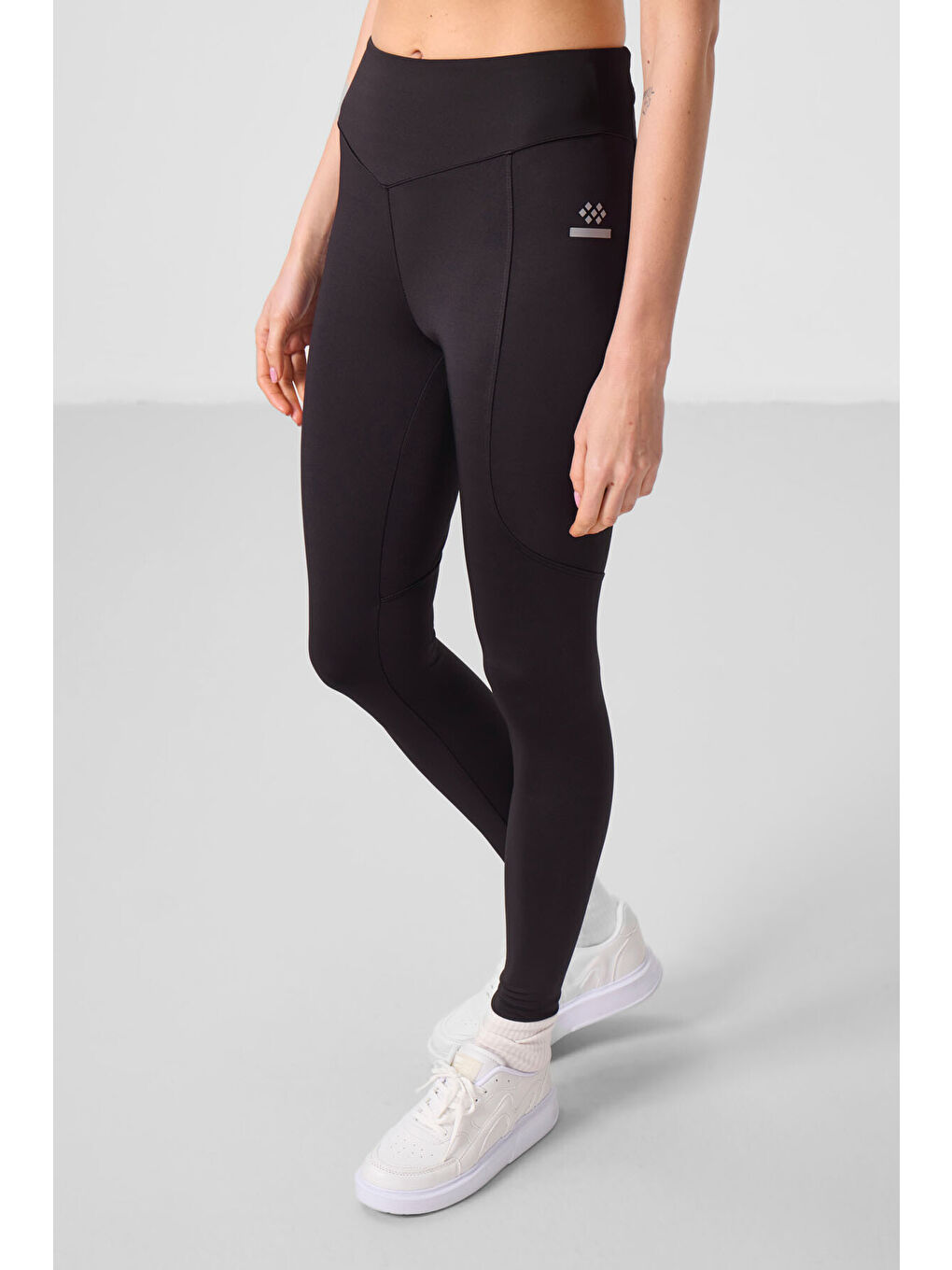 Siyah Polyester Standart Fit Esnek Performans Kadın Tayt - 94666-3