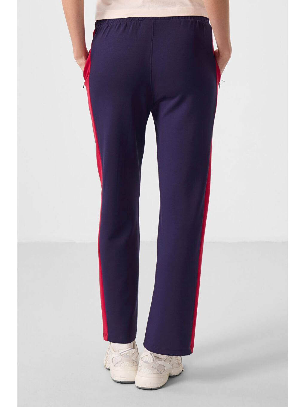 Koyu Mor Yumuşak Dokulu Yan Panel Detaylı Geniş Paça Kadın Palazzo Pantolon - 94671-4