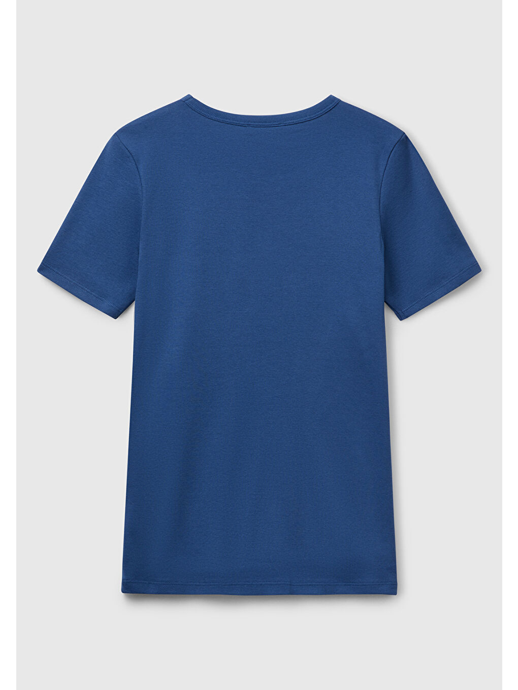 Kadın Gece Mavisi 100 Pamuk Basic Kısa Kollu Bisiklet Yaka T Shirt-3