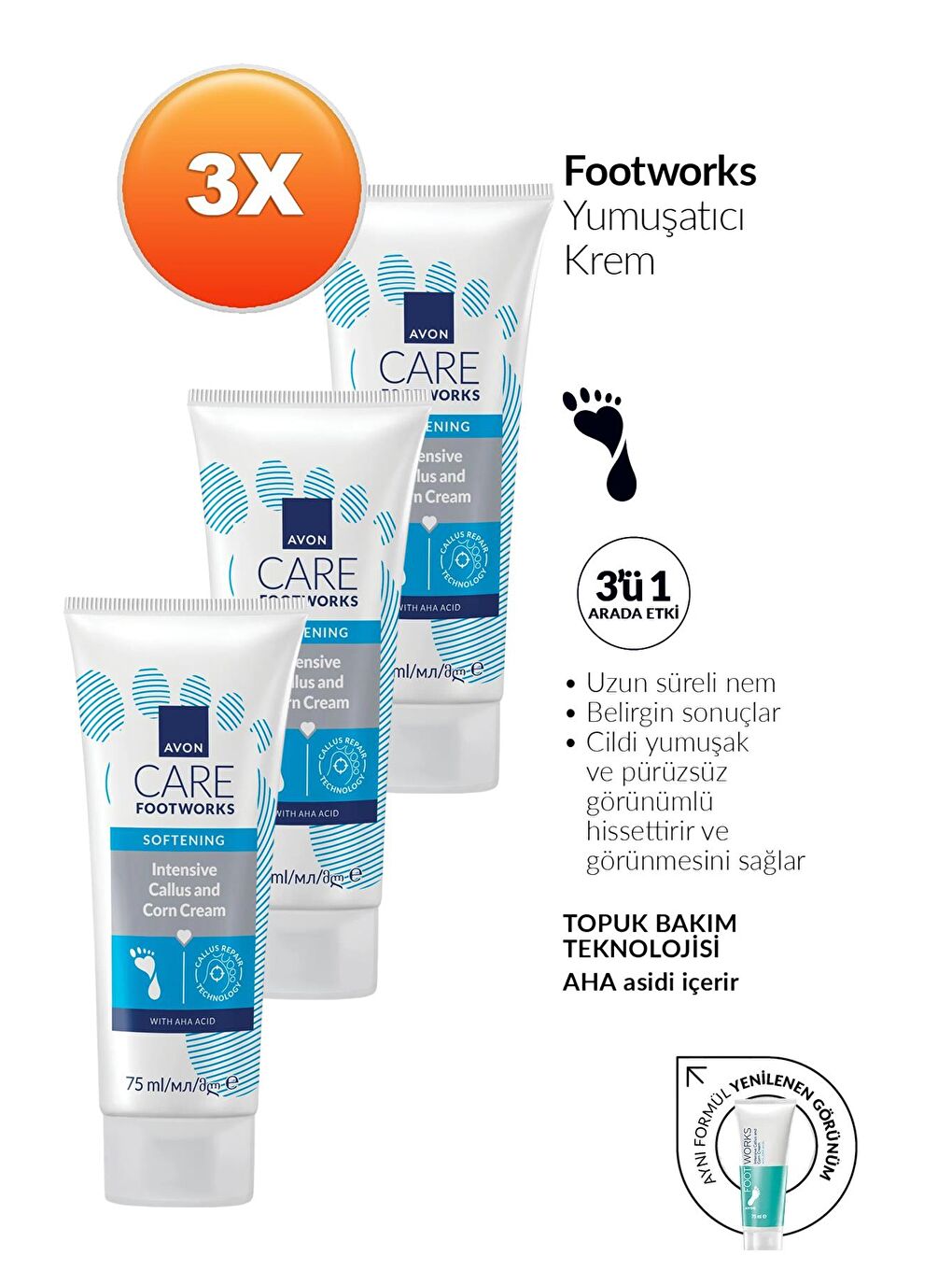 Ayaklar için Yumuşatıcı Krem 75 Ml. Üçlü Set-1