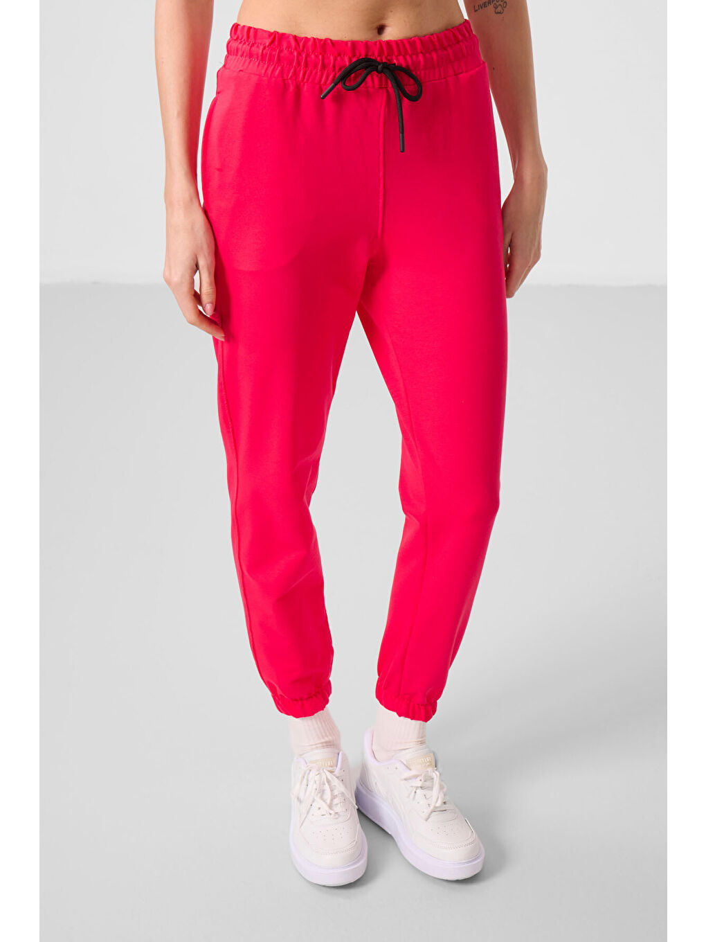 Viva Kırmızı Dik Yaka Fermuarlı Rahat Form Kadın Eşofman Tunik Takım - 95345-1