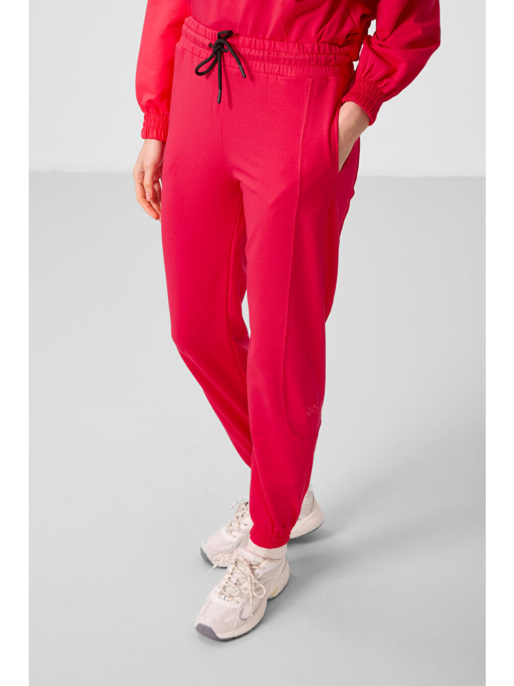 Viva Kırmızı O Yaka Basic Oversize Kadın Eşofman Tunik Takım - 95347-3