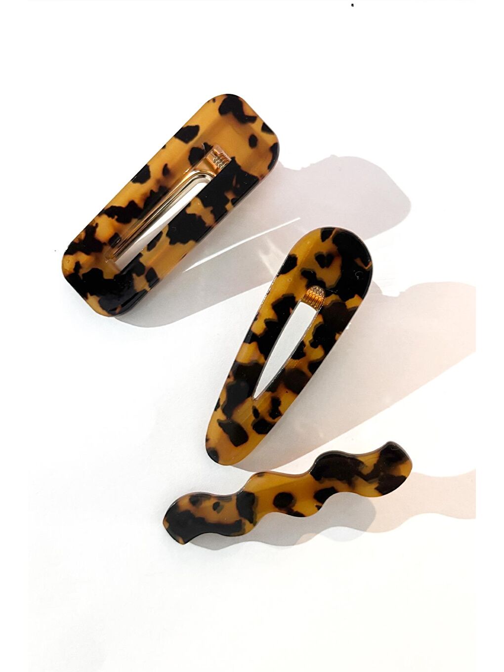 Karışık Lüks Akrilik Tortoise Saç Tokası 3'lü Paket-1