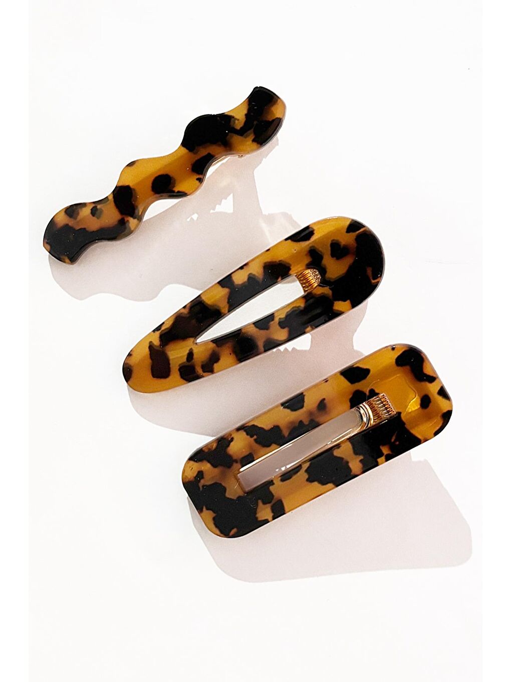 Karışık Lüks Akrilik Tortoise Saç Tokası 3'lü Paket-3