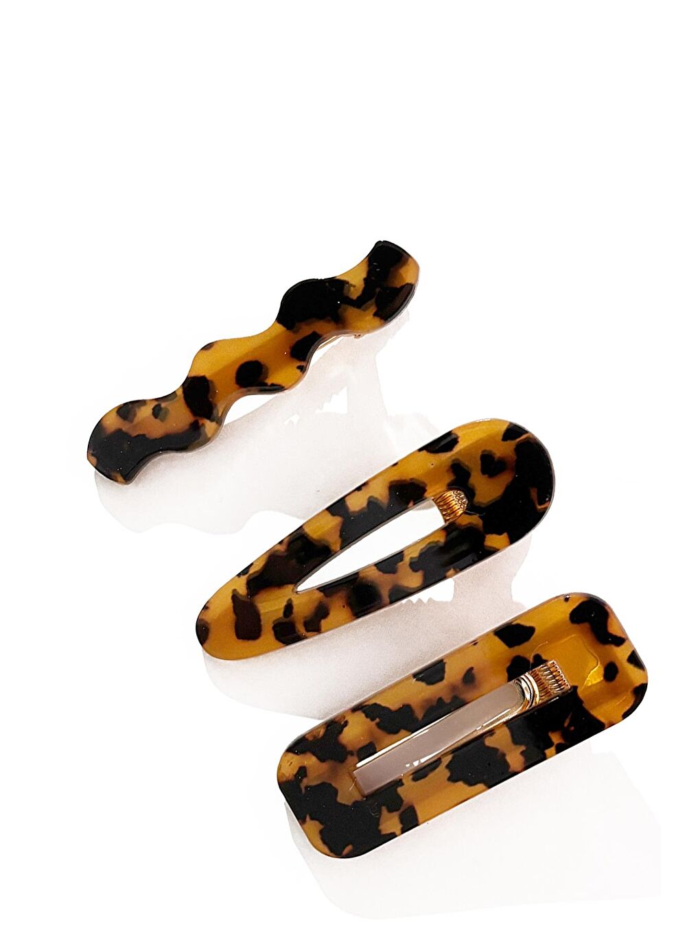 Karışık Lüks Akrilik Tortoise Saç Tokası 3'lü Paket-4