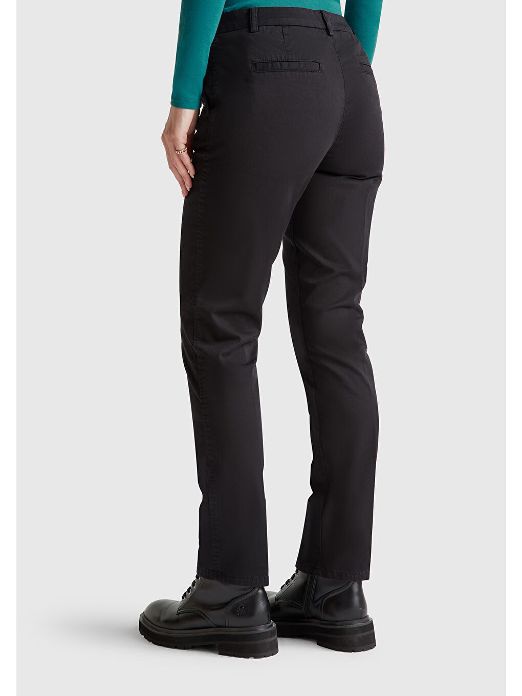Kadın Siyah Elastanlı Basic Chino Pantolon-2