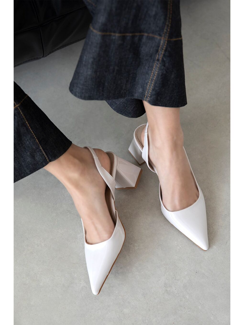 Luan Kadın Rugan Topuklu Ayakkabı Bej-1