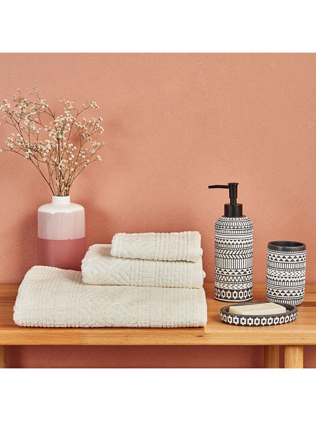 Ekru %100 Pamuk Helena Yüz Havlusu Krem-1