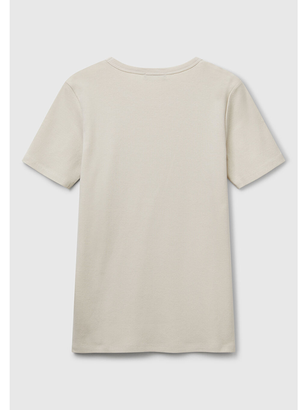 Kadın Bej 100 Pamuk Basic Kısa Kollu Bisiklet Yaka T Shirt-3