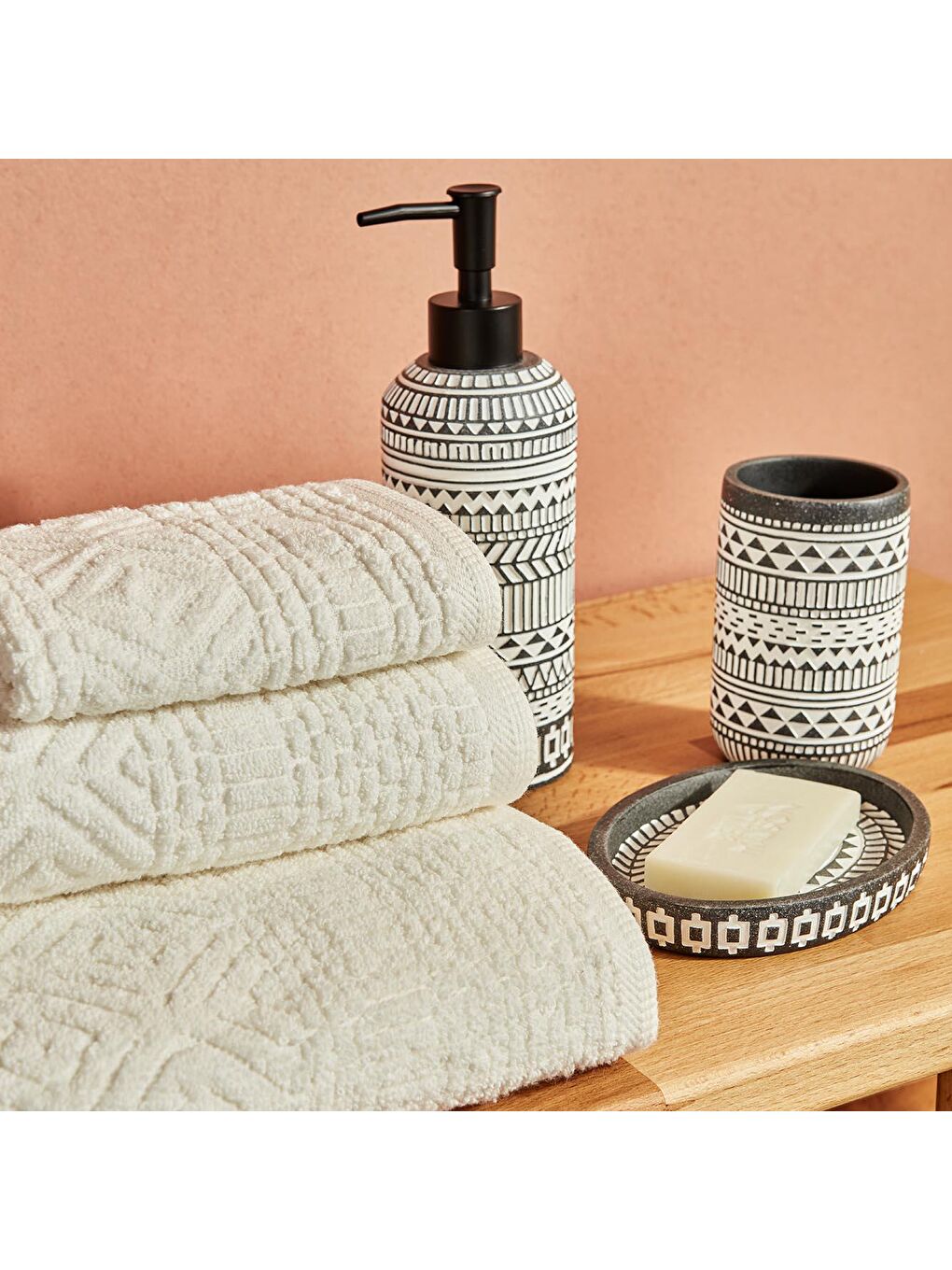 Ekru %100 Pamuk Helena Yüz Havlusu Krem-4