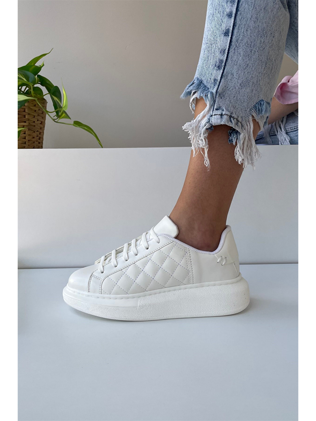 Beyaz Kadın Spor Ayakkabı BEYAZ-2