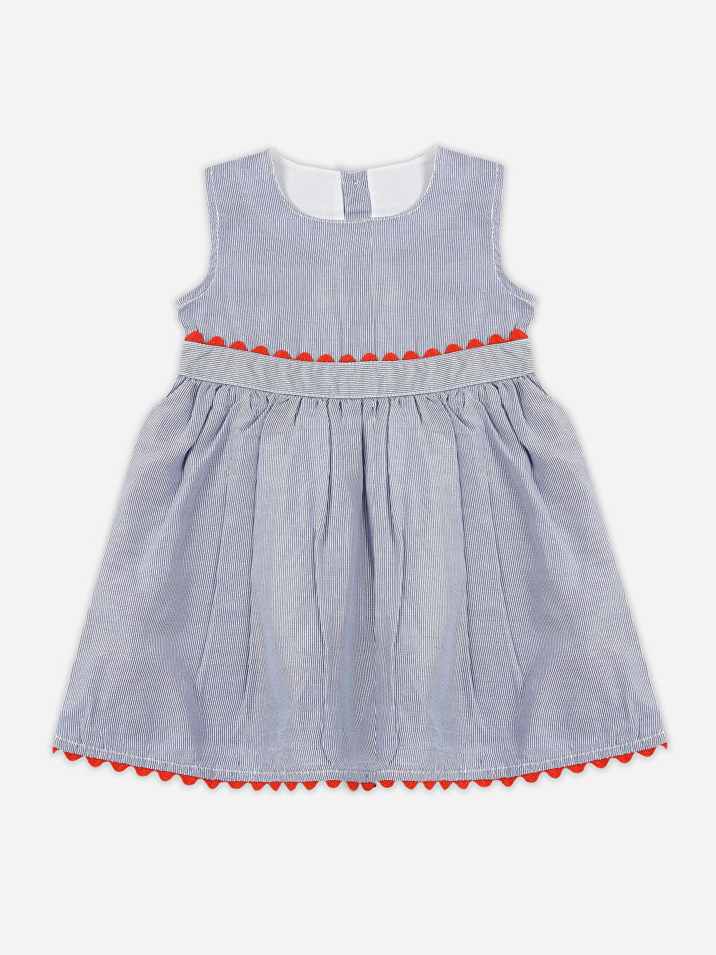 Mavi Bisiklet Yaka Kolsuz Kız Bebek Elbise