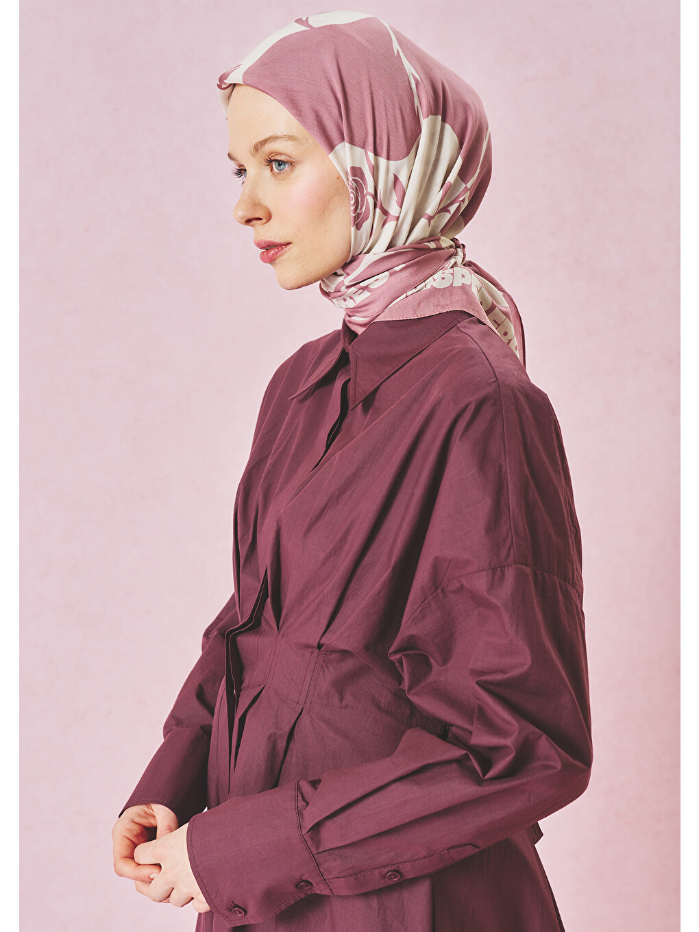 Pembe Love Reverie Desen Floş Viskon Eşarp Dreamy Pink-2