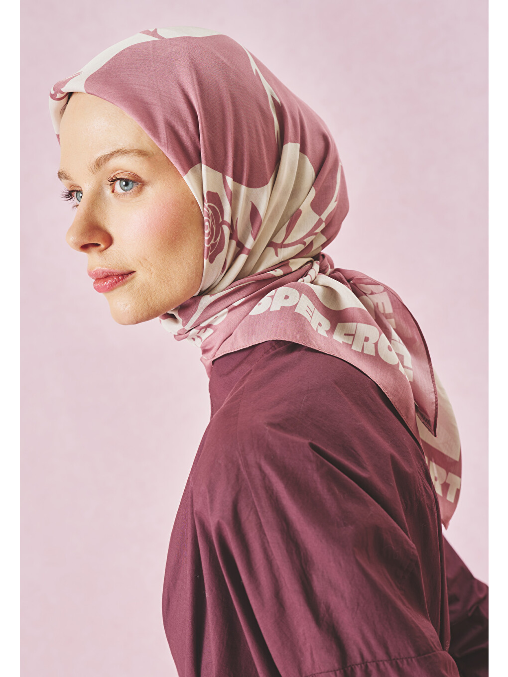 Pembe Love Reverie Desen Floş Viskon Eşarp Dreamy Pink-4