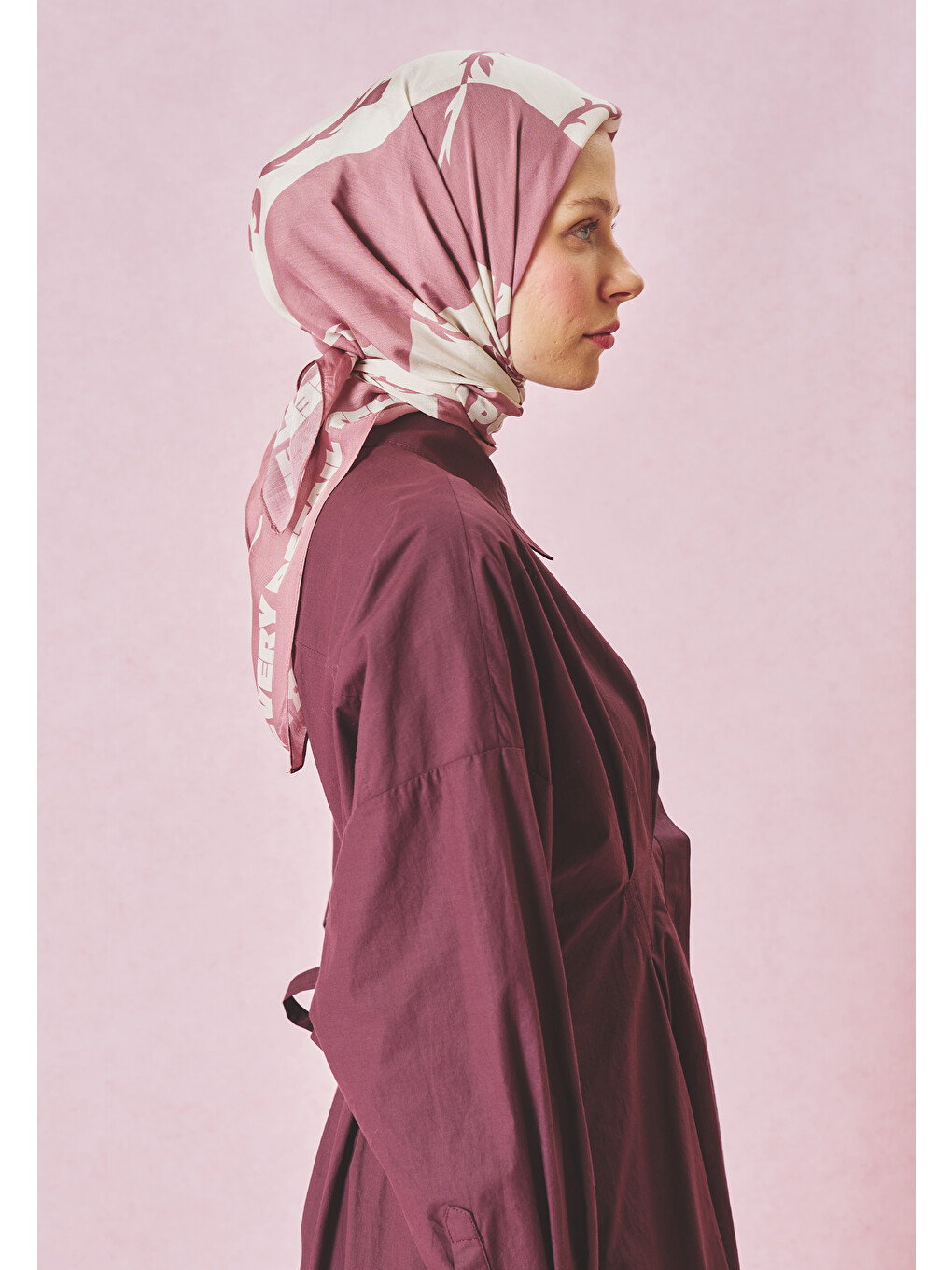 Pembe Love Reverie Desen Floş Viskon Eşarp Dreamy Pink-5