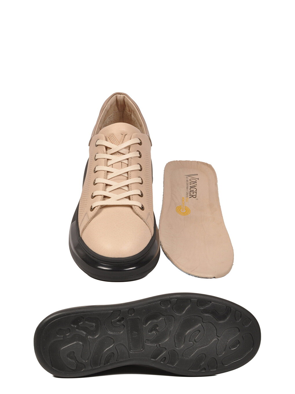 Bej Memory Foam Hakiki Deri Erkek Spor Ayakkabı Premium Casual Sneaker 6601 M-3