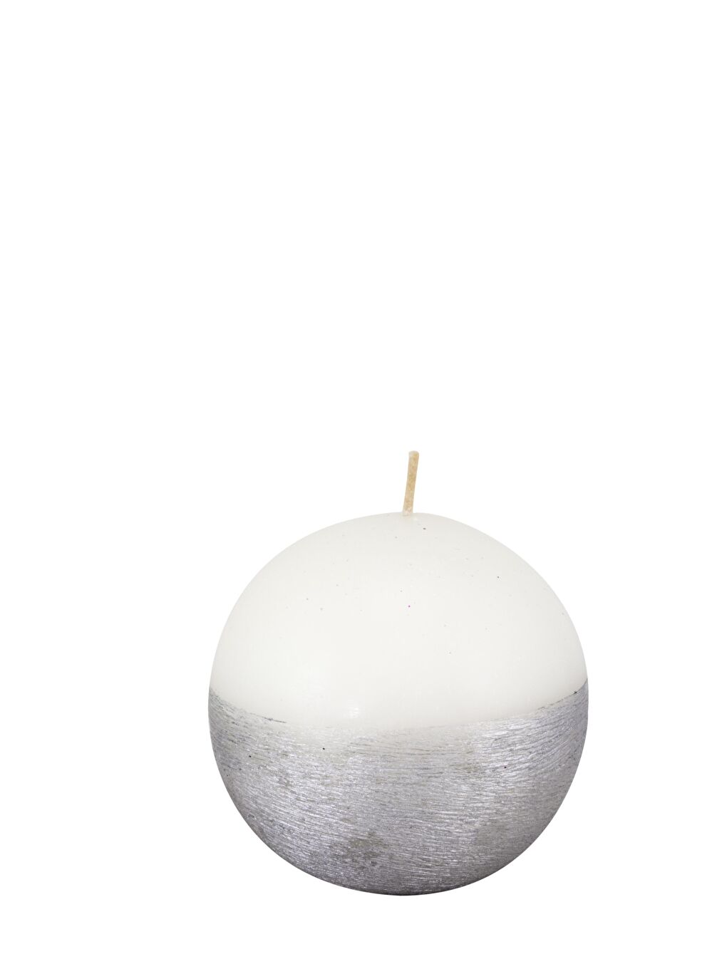 Gri Gümüş Taramalı 8 cm Top Mum