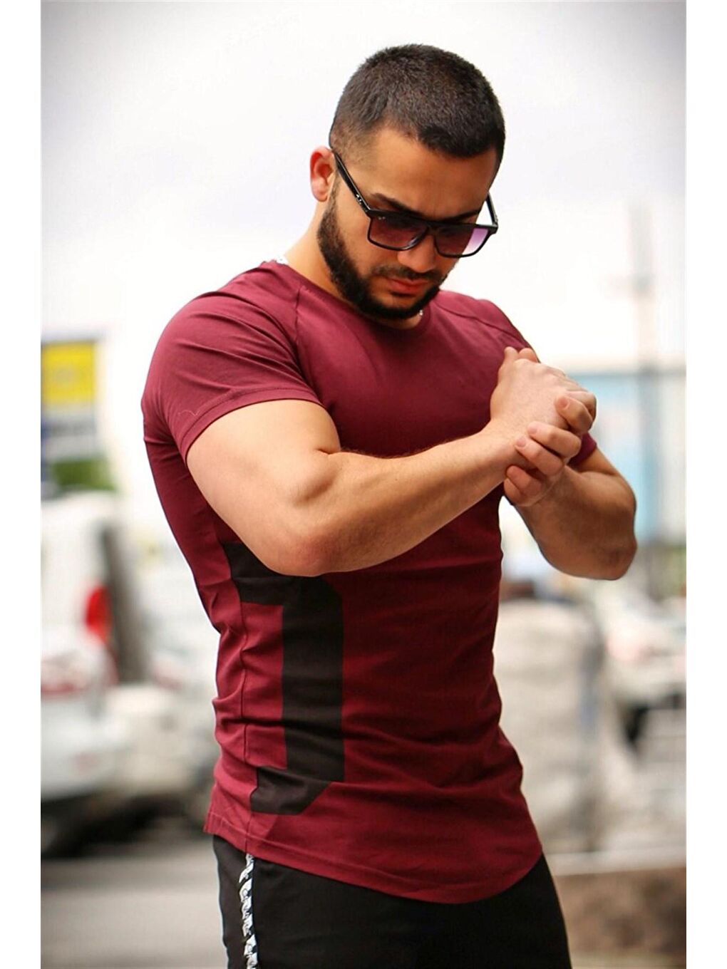 Reglan Kol Bordo %100 Pamuk Tişört-2 4102