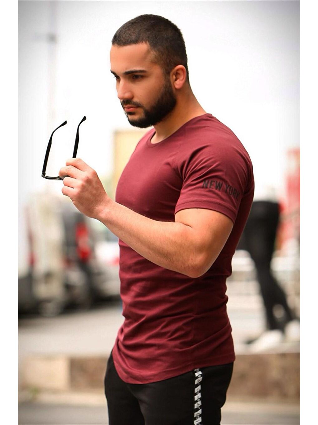 Reglan Kol Bordo %100 Pamuk Tişört-2 4102-1