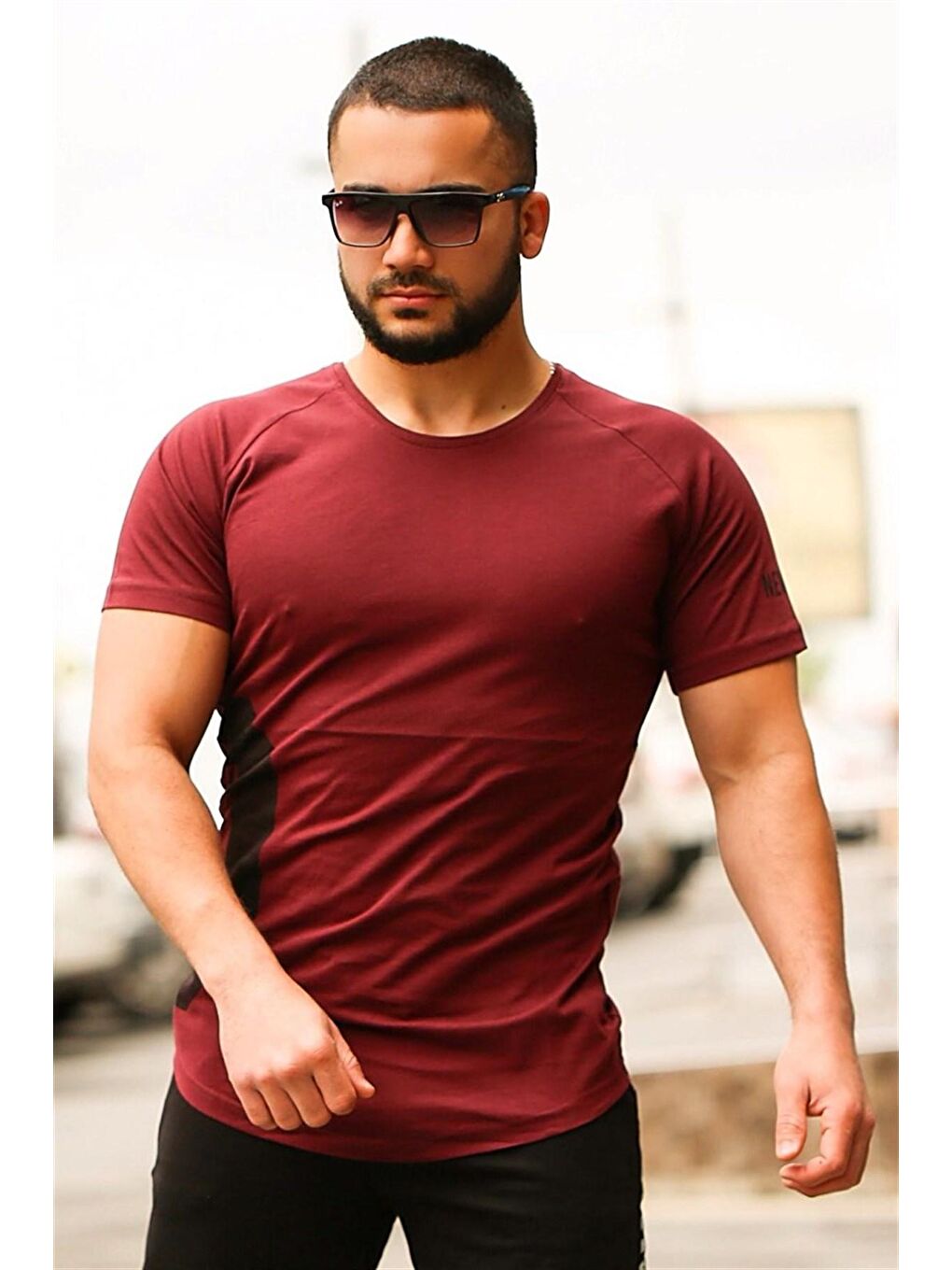 Reglan Kol Bordo %100 Pamuk Tişört-2 4102-2