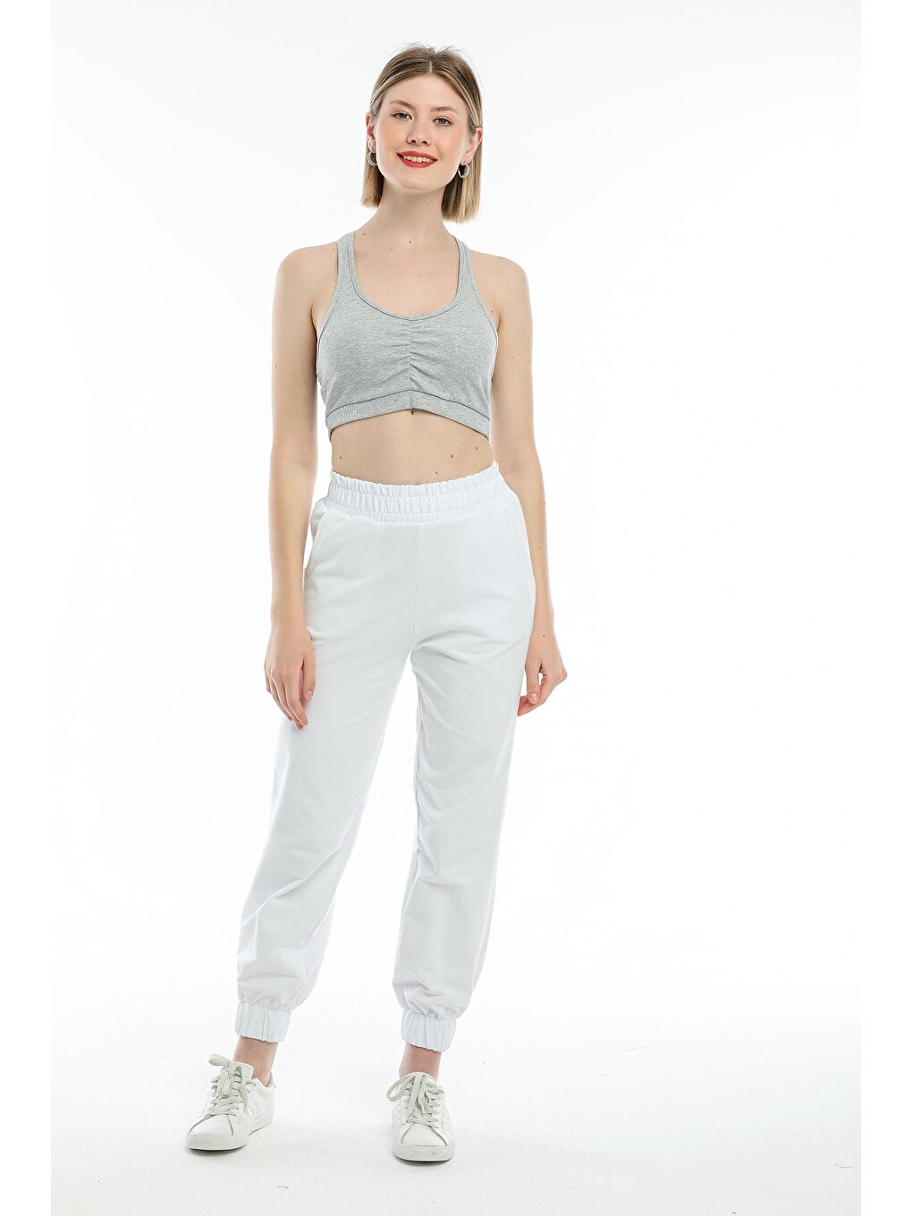 Gri Kadın Crop Atlet-tişort Spr21y18
