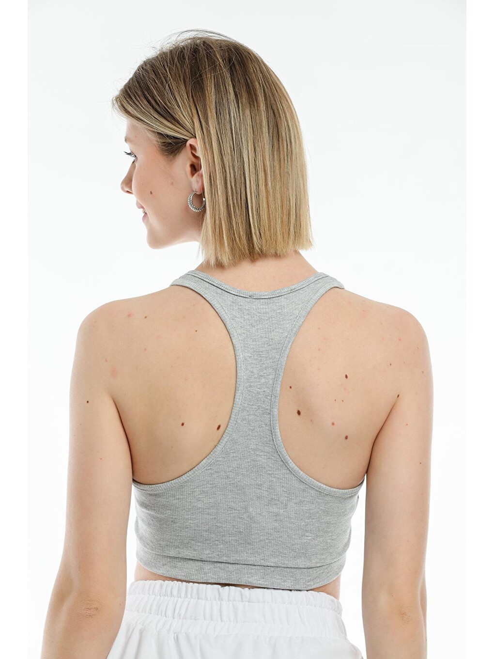 Gri Kadın Crop Atlet-tişort Spr21y18-4
