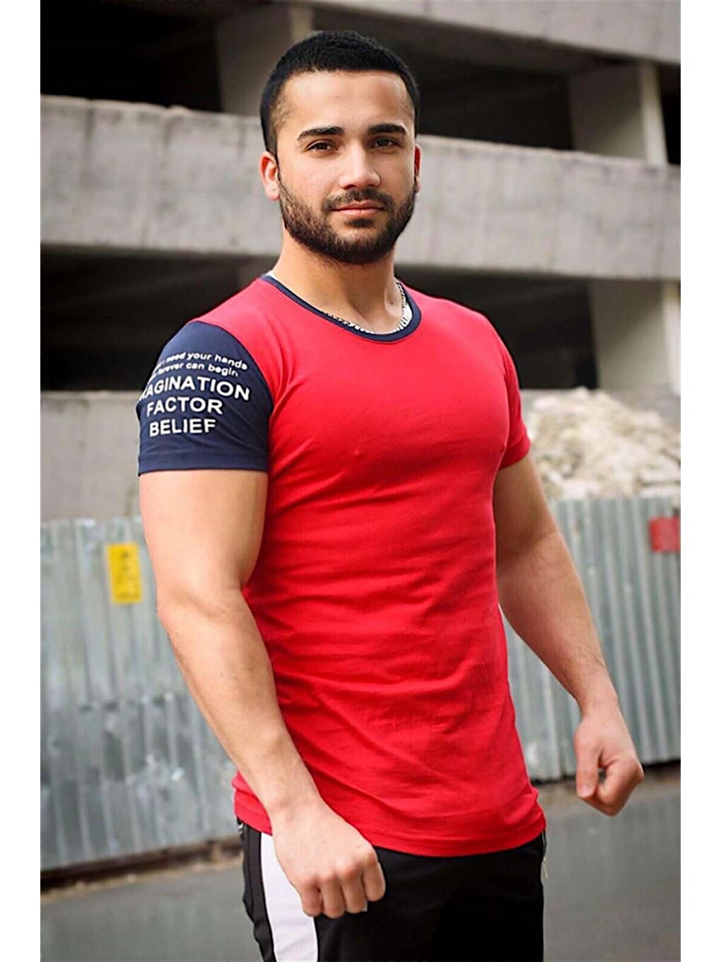 Kol Baskılı Bordo Tişört 4021