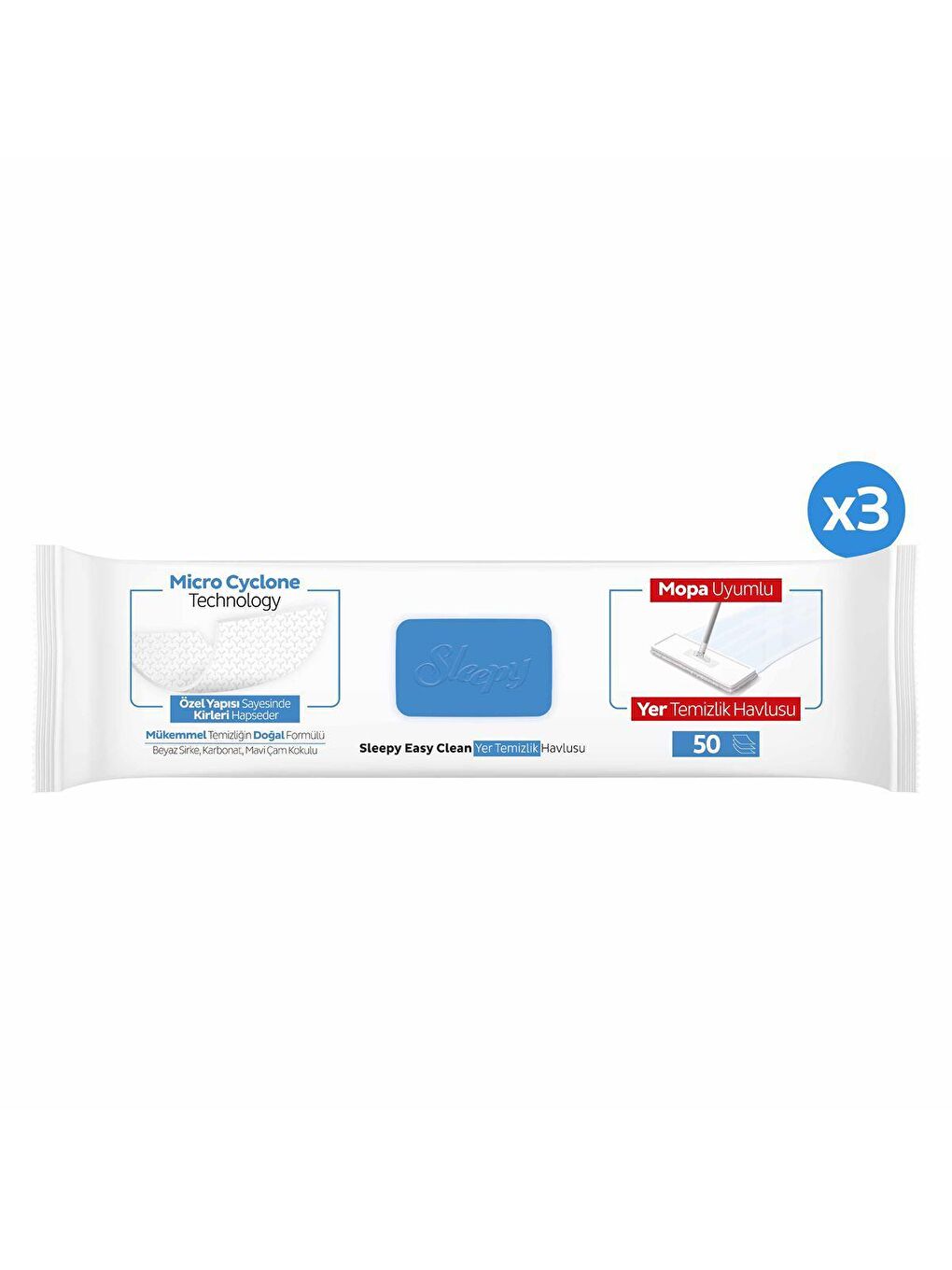 Easy Clean Çamaşır Suyu Katkılı Mopa Uyumlu Yer Temizlik Havlusu&mendili 3x50 (150 Yaprak)-1