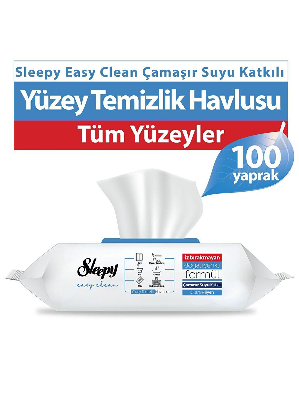 Easy Clean Çamaşır Suyu Katkılı Yüzey Temizlik Havlusu&mendili 100 Yaprak