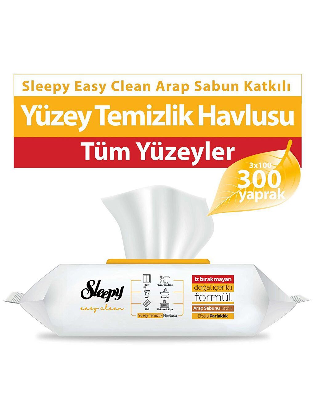 Easy Clean Arap Sabunu Katkılı Yüzey Temizlik Havlusu&mendili 3x100 (300 Yaprak)