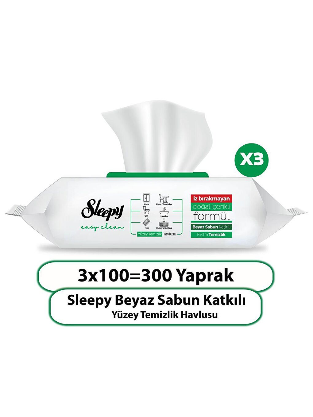 Easy Clean Yüzey Temizlik Havlusu&mendili 3x100 (300 Yaprak)-1