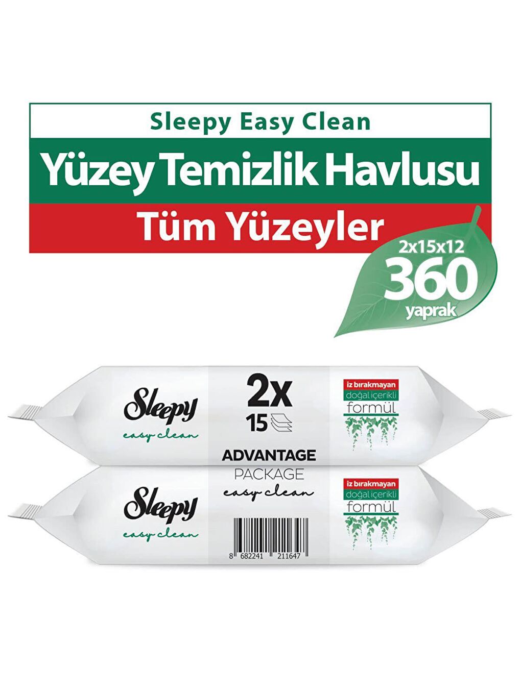 Sleepy Easy Clean Yüzey Temizlik Havlusu&mendili Seyahat Boy 12x2x15 (360 Yaprak)