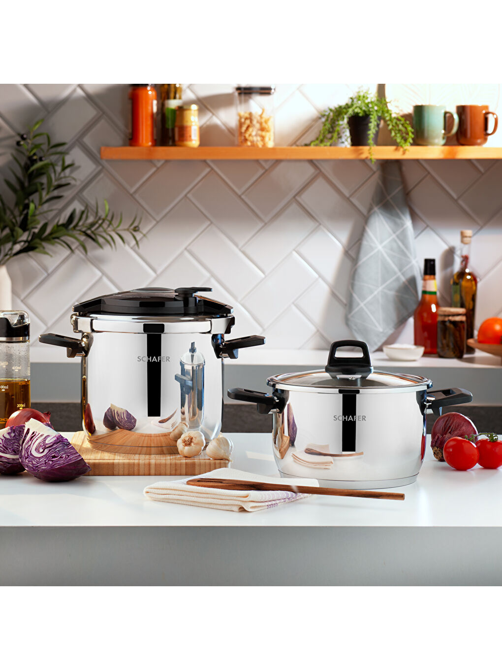 Cooky Düdüklü Tencere Seti 4+6,5 L-Siyah/Gri