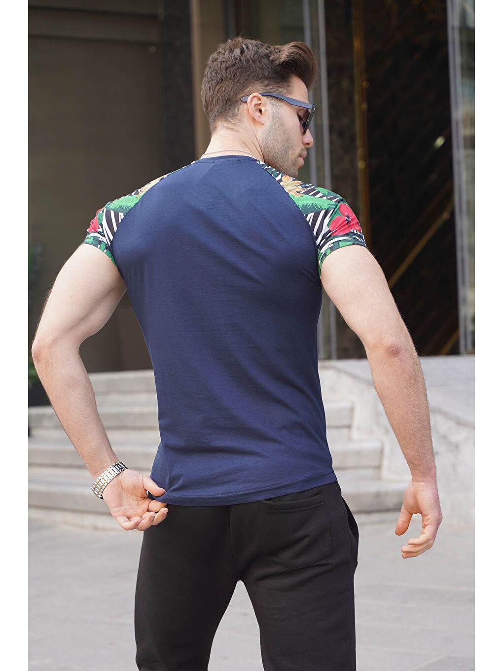 Kamuflaj Detay Lacivert Tişört 3012-1