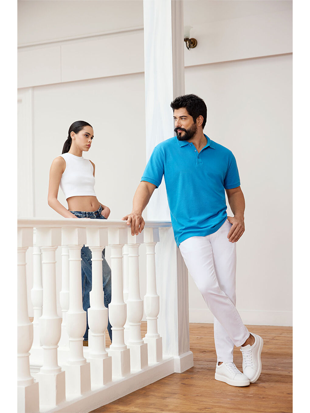Erkek Turkuaz Slim Fit Dar Kesim Polo Yaka %100 Pamuk Kısa Kollu Tişört-2