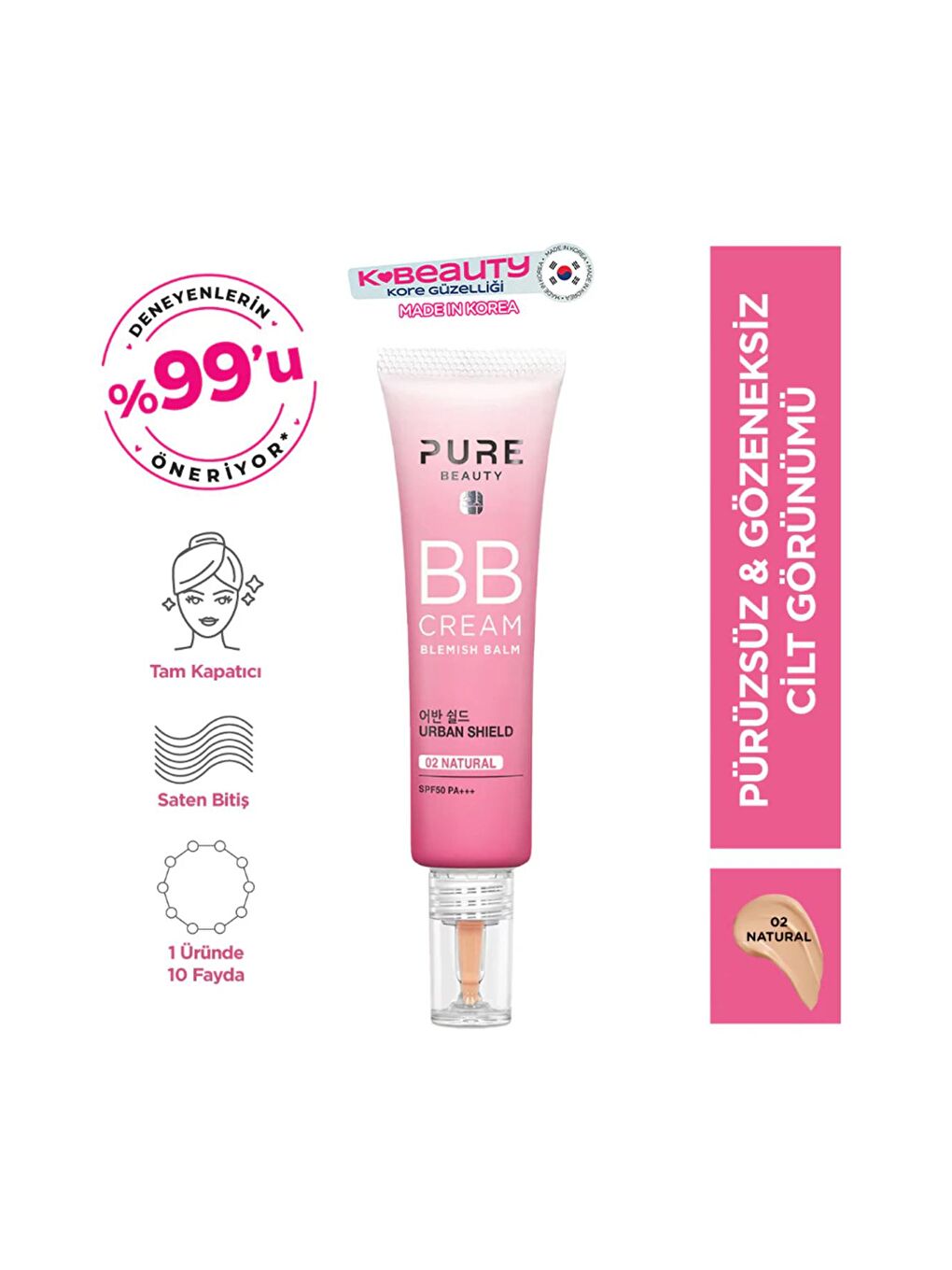 Bb Cream Spf50 Pa Natural Gözenek Ve Leke Azaltıcı