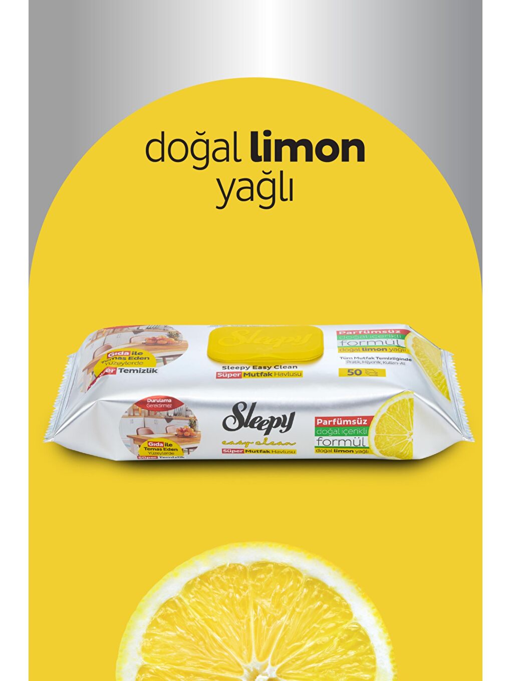 Easy Clean Süper Yüzey Temizlik Mutfak Havlusu&Mendili Limon Yağlı 4X50 (200 Yaprak)-2