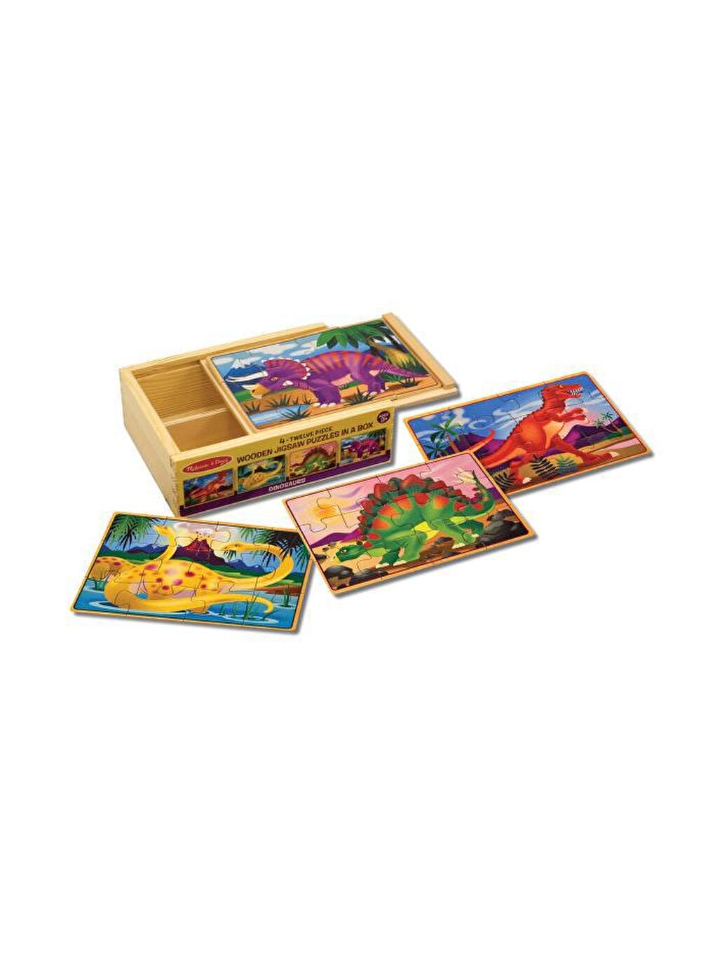 Melissa and Doug Karışık Ahşap 12x4 Yapboz Seti - Dinozorlar