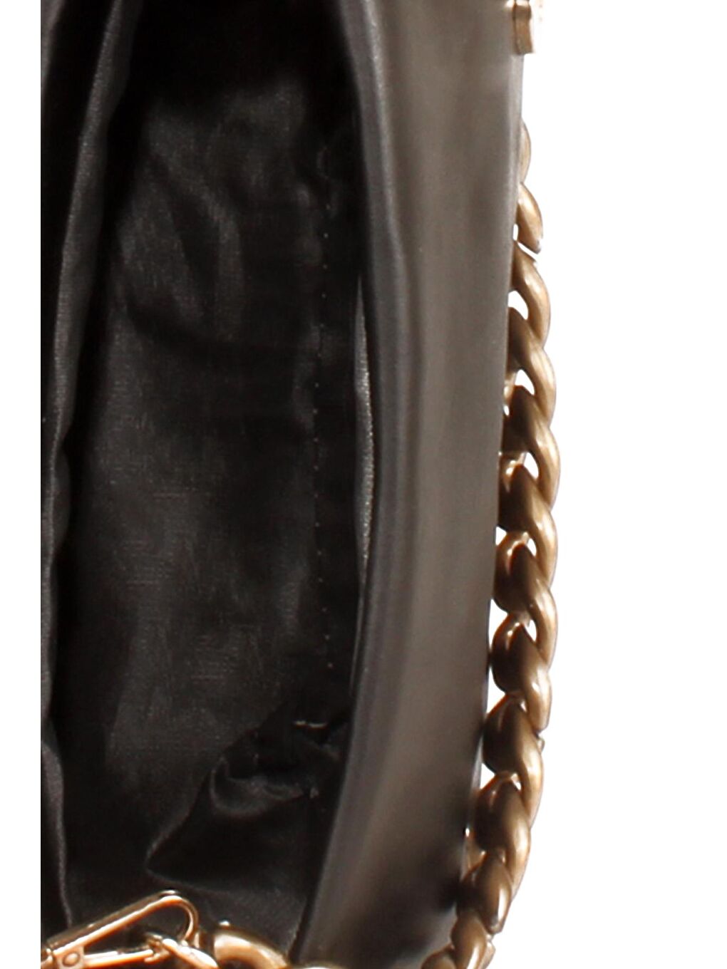 Siyah Kadın Zincir El Saplı Kırışık Dikişli Kapaklı El ve Omuz Çantası (10624)-2