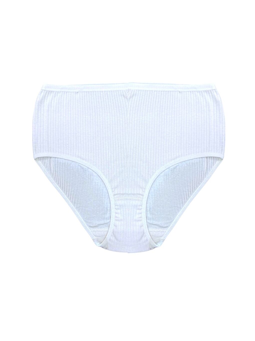 6'lı Kadın %100 Pamuk Beyaz Yüksek Bel Fitilli Kaşkorse Yüksek Kalite Esnek Bato Külot-1