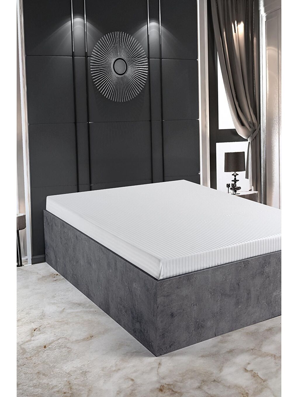 Beyaz Zeus Serisi Pamuk Saten Otel Çarşafı Battal (Boy King)280x280cm